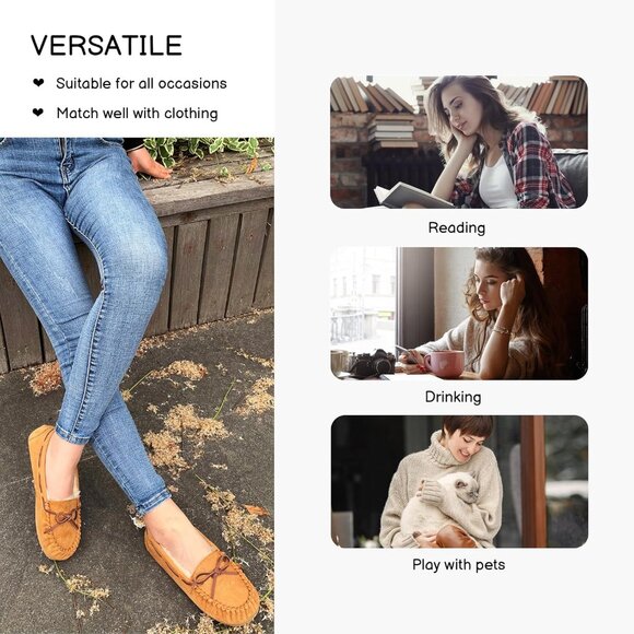 Women's Micro Suede Faux Fur Cozy Tan Indoor Outdoor House Slippers Boot Shoes - Picture 2 of 5